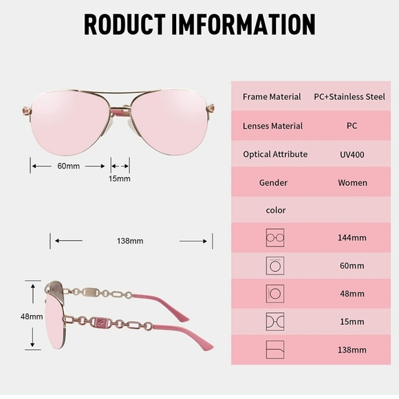 Mirrored Sunglasses metal frame UV400 women glasse - Picture 4 of 7